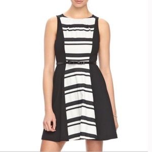 Striped Colorblock Fit/Flare Dress